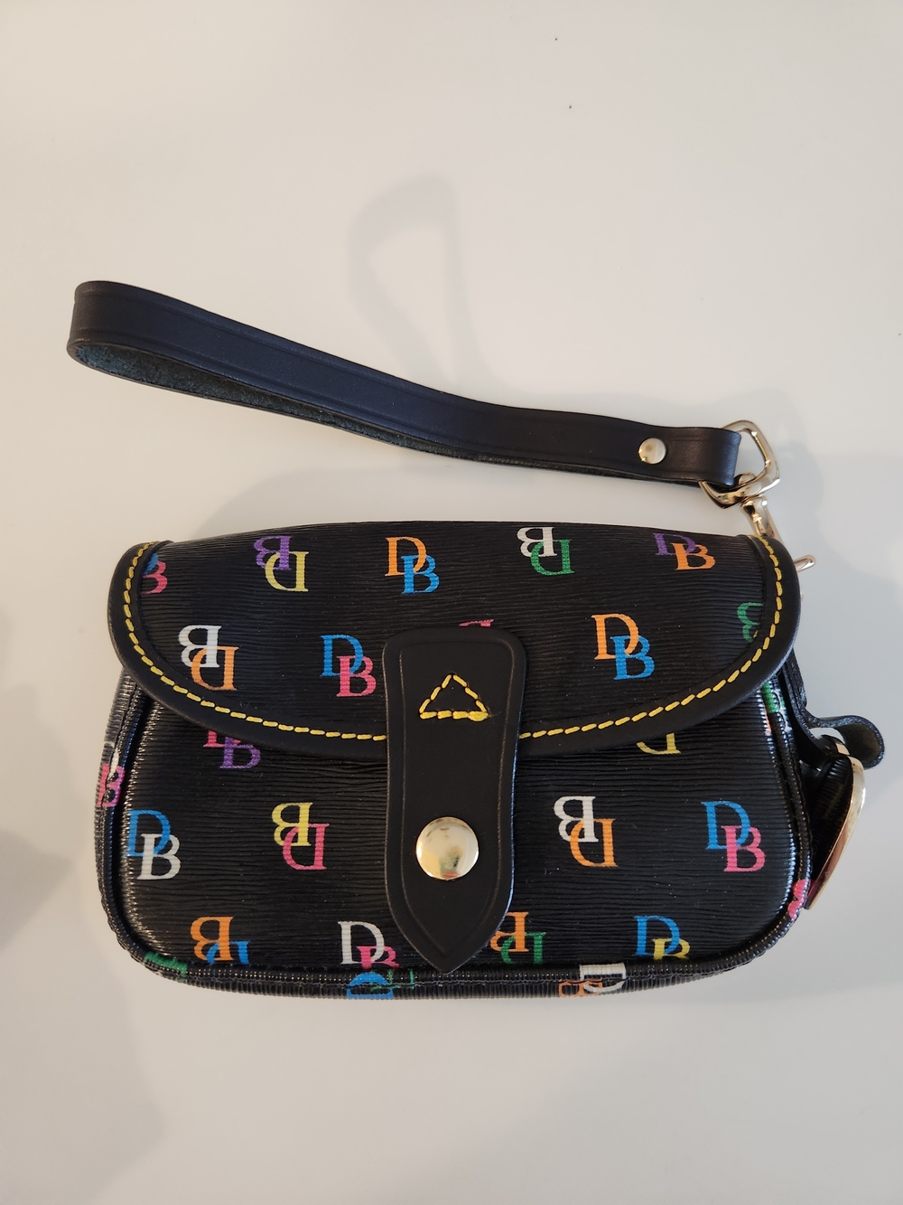 Dooney and Bourke WRISTLET DB75 Multicolor Logo Snap Closure